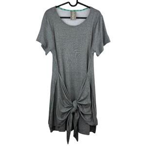 Dolan by Anthropologie Micro Striped Short Sleeve Tie Front T-Shirt Dress Large